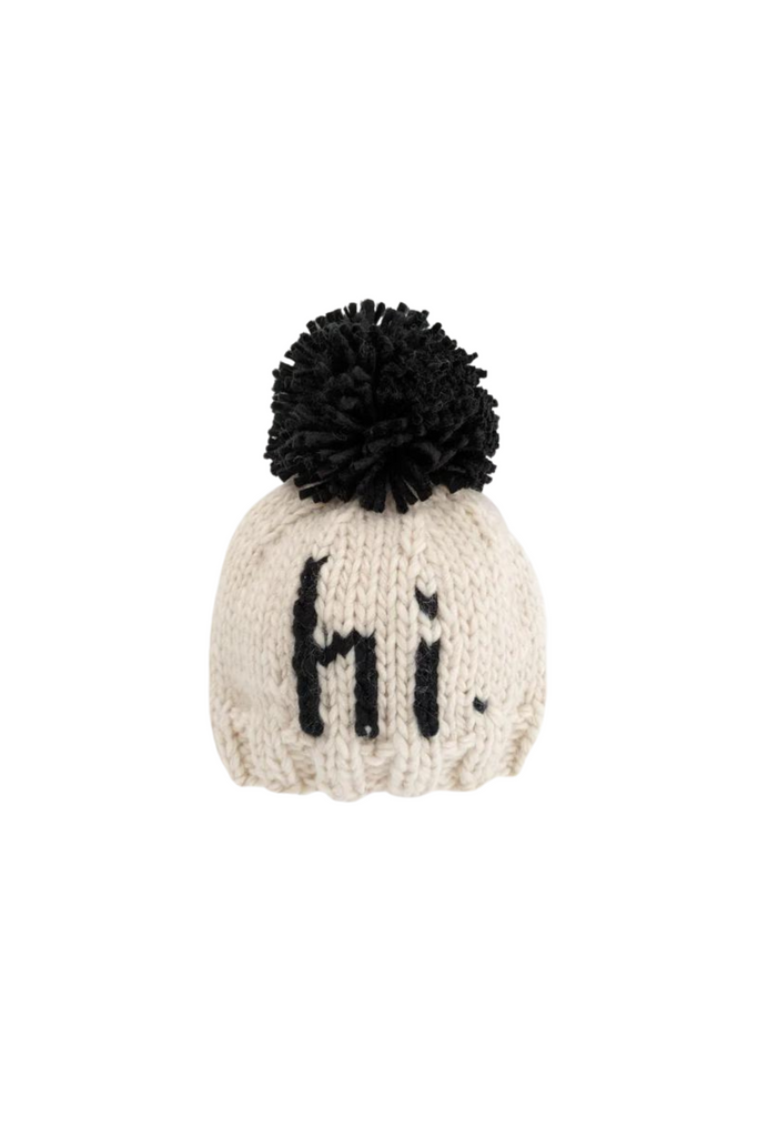 Huggalugs - "Hi" Beanie - Black & Natural