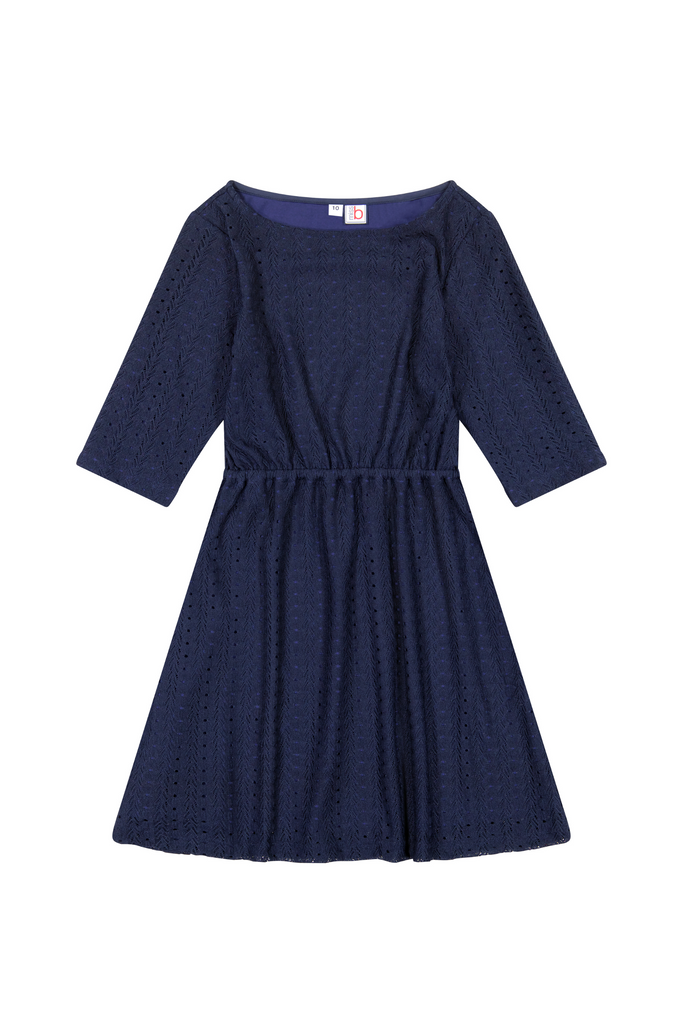 Leslie Bateau Dress - Navy Lace