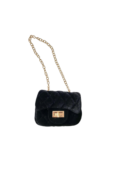 Velvet Little Lady Buckle Purse - Black